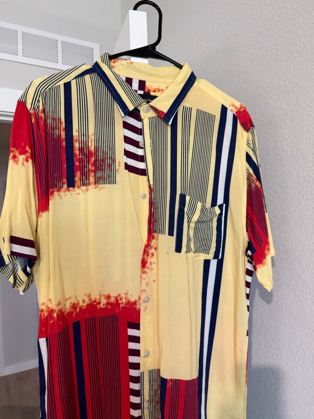 Barney Cools Short Sleeve Button-Up Shirt in Yellow, Red & Navy - Picture 3 of 4